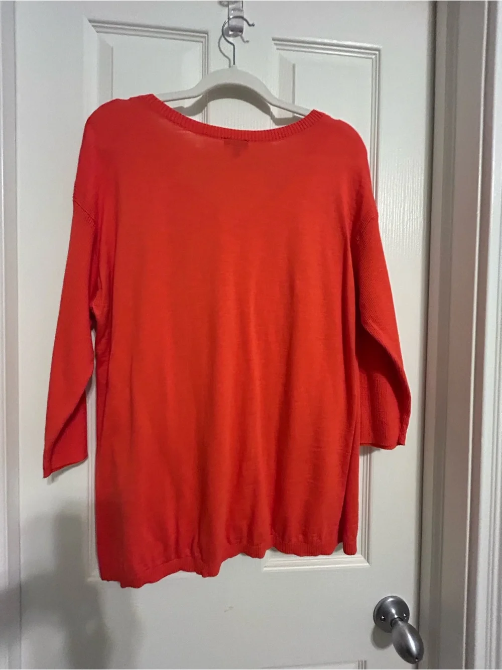 Talbots Orange V-Neck Lightweight Cotton Sweater